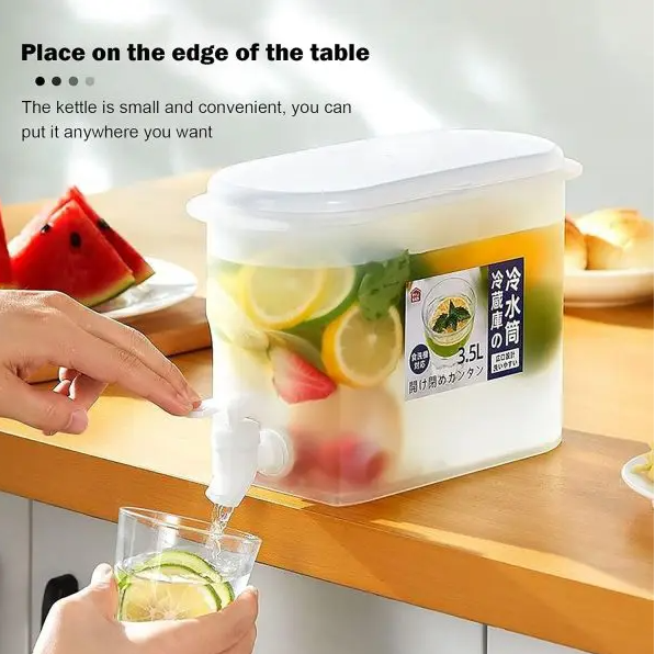 3L Refrigerator Water Jug with Faucet – Plastic Juice & Cold Drink Dispenser